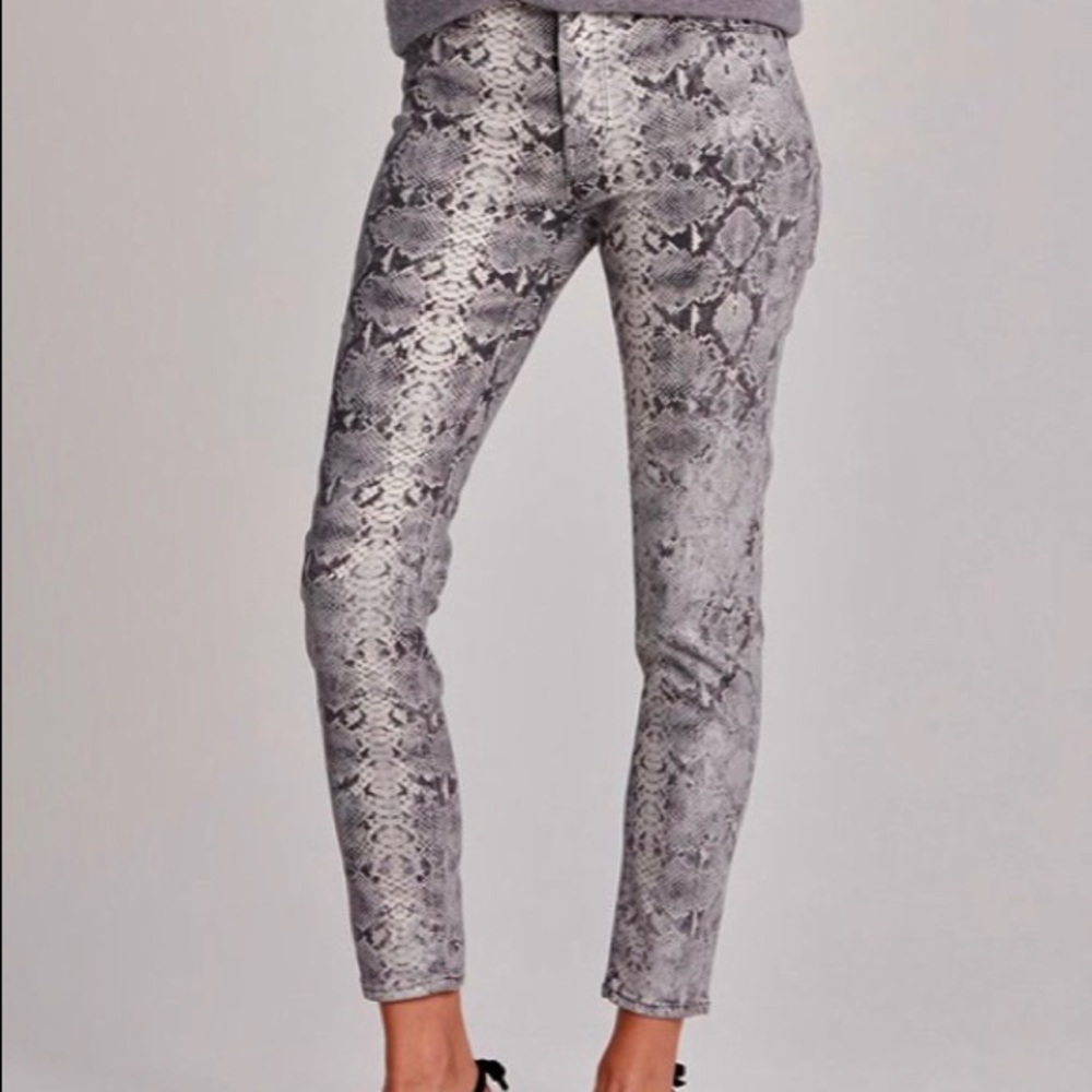 Hudson Barbara Ankle Jean: Metallic Python, Sz 26